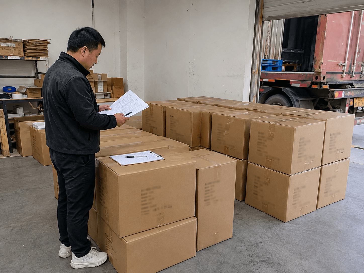 Coordinator checking prepared carton quantities and shipment details before release